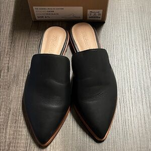 Madewell Black Leather Pointed Mules